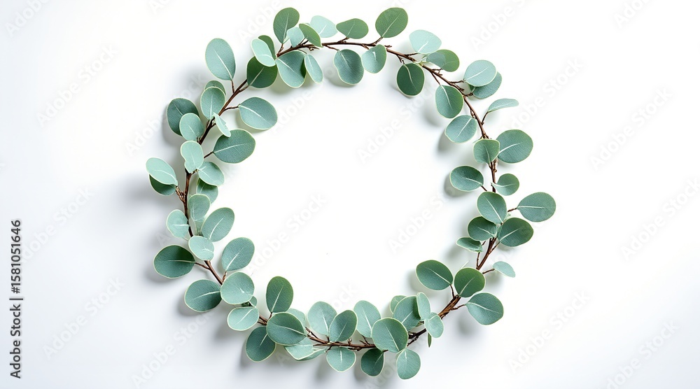 Obraz premium Eucalyptus wreath isolated on white background