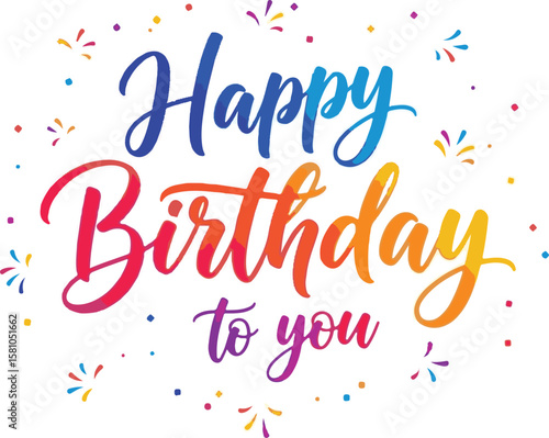 Vector art of happy birthday to you with colorful gradient text