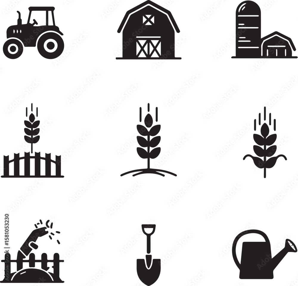 Naklejka premium icon set black and white