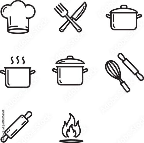 icon set black and white