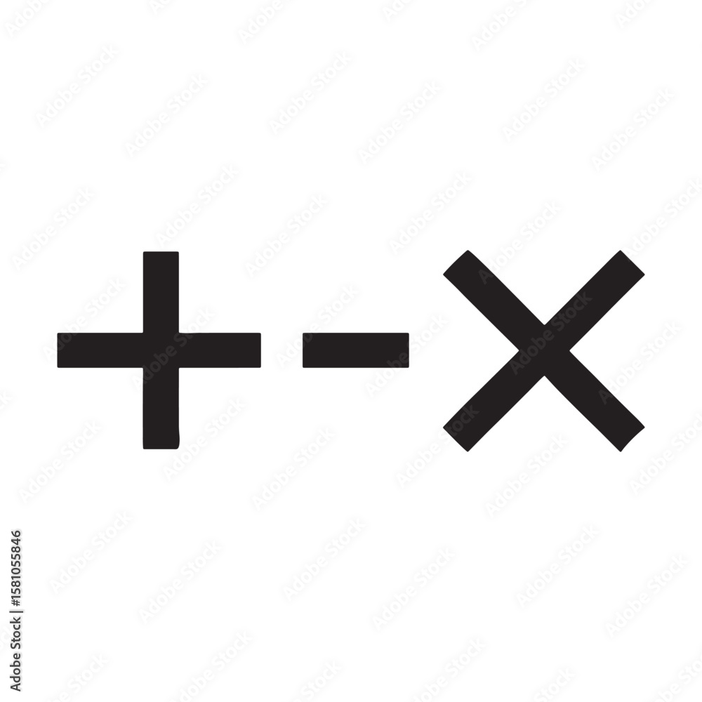 Obraz premium Plus, Minus, and Cross Symbols Simple Vector Graphic Design Elements for User Interfaces and Web Design