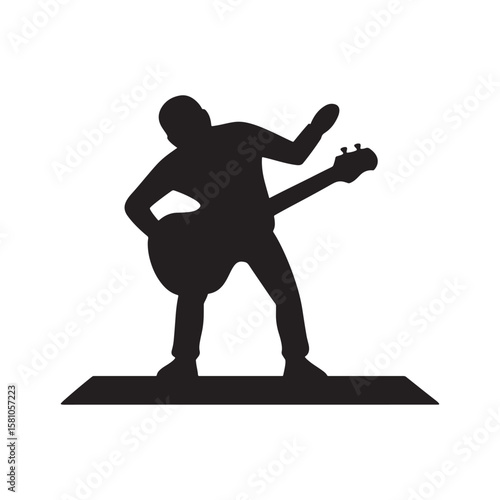 Silhouette of a Bass Guitarist Performing on Stage A Powerful Vector Illustration