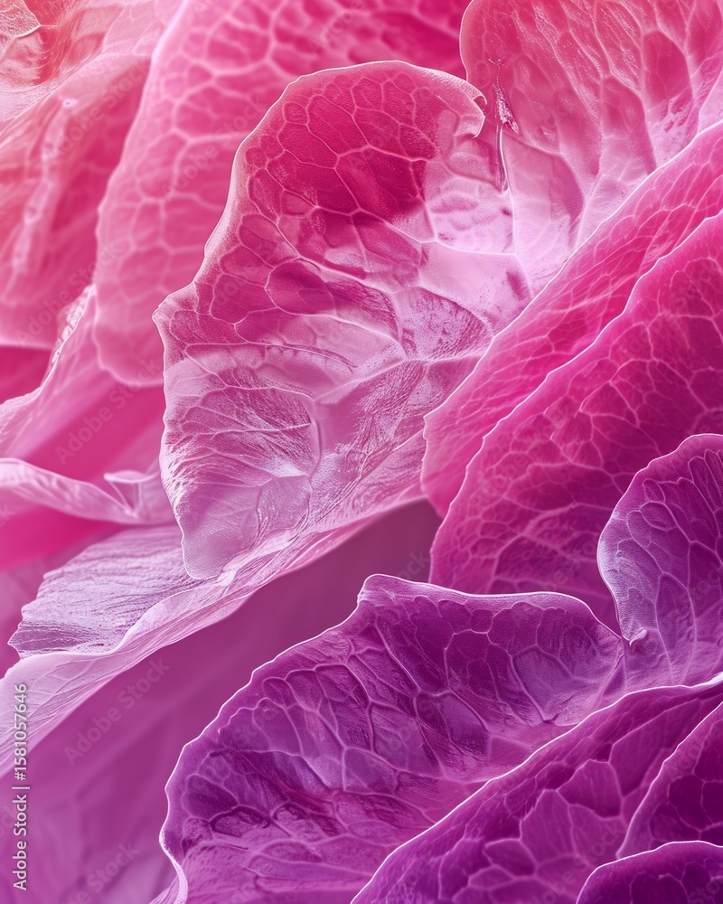 Obraz premium Macro of Abstract Organic Texture with Pink and Purple Neon Gradient
