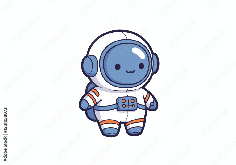 Fototapeta premium Cute cartoon astronaut character smiling in a space suit 