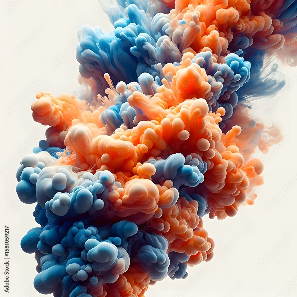 Obraz premium An orange blue colorful smoke isolated on white background