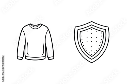 Black line art sweater and shield clothing protection