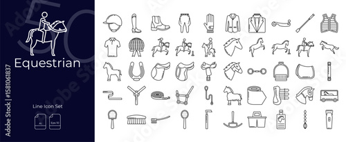 Equestrian Line Editable Icons set. Vector illustration in modern thin line style of Equestrian icons: equestrian, horse, riding, etc