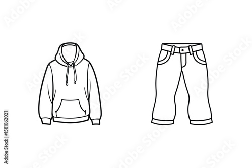 Hooded sweatshirt and denim shorts clothing apparel