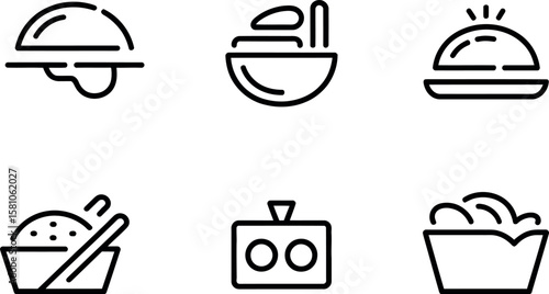 Modern Minimalist Restaurant Food Icons: Line Art Style
