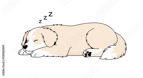 Gentle Golden Retriever Puppy Naps Peacefully in a Calm and Quiet Moment of Pure Relaxation