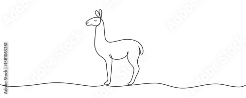 One continuous line drawing of llama Editable stroke