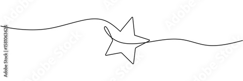 One line Drawing or illustration of a star, Hand drawn stars continuous one line icon. Star single line vector illustration in doodle style. Premium quality contour linear sign Editable stroke