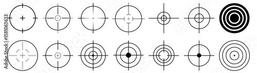 Set of vector Aim icons isolated. Sniper aim Icon Editable stroke