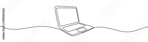 Continuous line drawing of a laptop Editable stroke