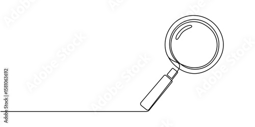 Continuous one line drawing magnifying glass Editable stroke