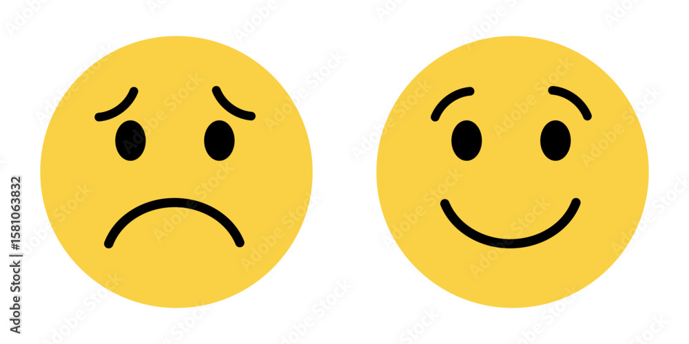 Fototapeta premium sad and happy smiley flat Vector