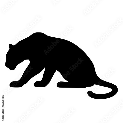 Crouching Panther Silhouette Vector Illustration