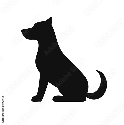 Black dog silhouette sitting attentive vector