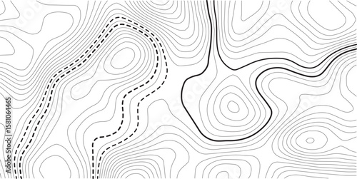 Topographic map background. Geographic line map with elevation assignments. Contour background geographic grid. Vector illustration.