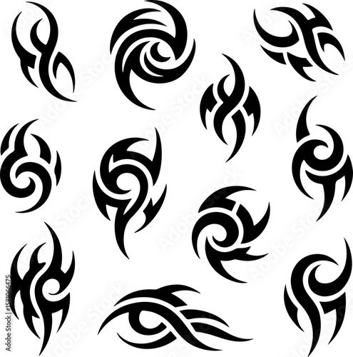 Diverse Tribal Tattoo Design Collection vector bundle graphic, design,