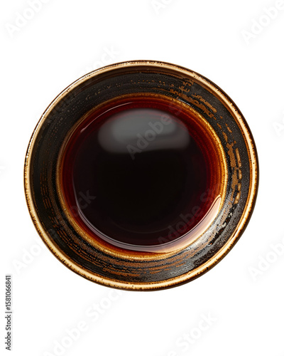 Dark Soy Sauce in Elegant Bowl Top View