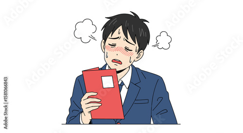 Stressed Businessman Holding Clipboard Experiencing Overwhelm and Pressure at Work