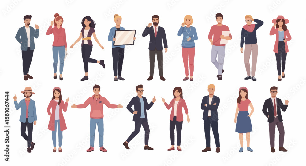 A collection of diverse, illustrated people in various poses, showcasing different expressions and gestures. A collection of diverse, illustrated people in various poses, showcasing different expressions and gestures.