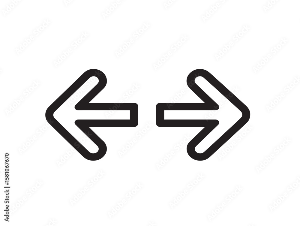 Obraz premium Forward and back arrows icon simple 2D vector line art set 