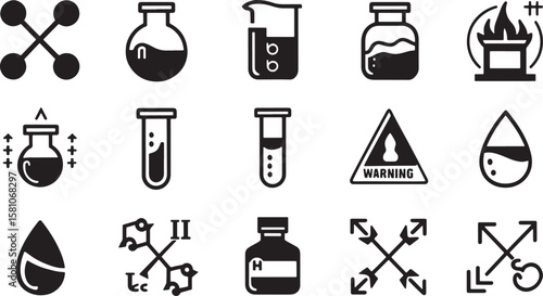 Scientific Exploration A Silhouette Collection of Laboratory Equipment for Chemistry Research and Experimentation