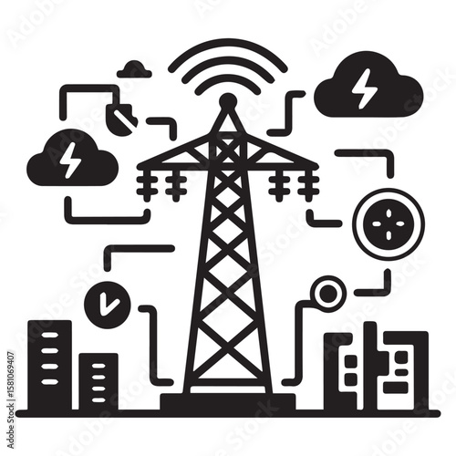Electricity Distribution and Power Station Control Panel Icon