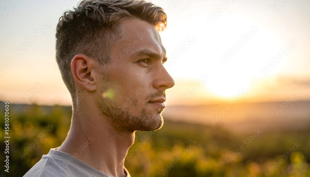 Man gazing at sunset Man gazing at sunset