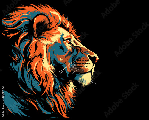 Abstract lion portrait in pop art vector style
