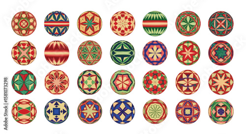 Collection of Abstract Circular Geometric Patterns with Ethnic Designs