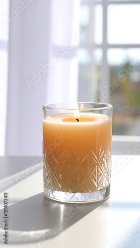 Scented candle in etched glass