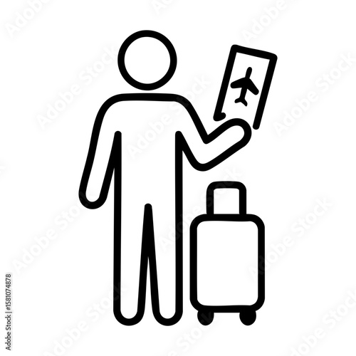 Traveler holding passport and luggage ready to board flight