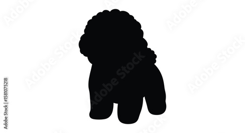Adorable Fluffy Dog Silhouette Sitting with Paws Ready for Playtime and Affection