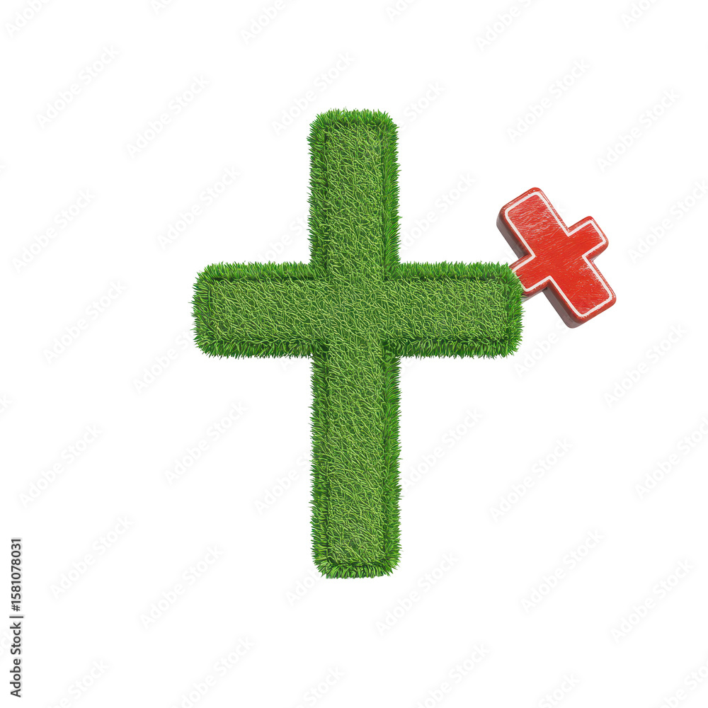 Fototapeta premium Green check mark and red cross sign, green check mark denoting acceptance alongside a red cross, isolated on transparent background