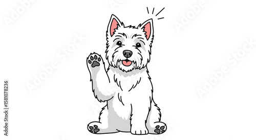 Adorable West Highland White Terrier Dog Waving Hello with a Happy Expression