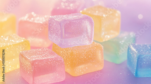 An assortment of colorful jelly candies and sweets arranged in a vibrant display of sugary treats