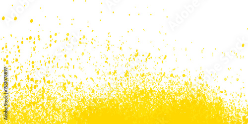 Turmeric yellow or mustard yellow grunge texture colored splash on a white background. Abstract watercolor drawing on a paper image. Gold Foil Frame Gold brush stroke. particle glittering and shimmeri