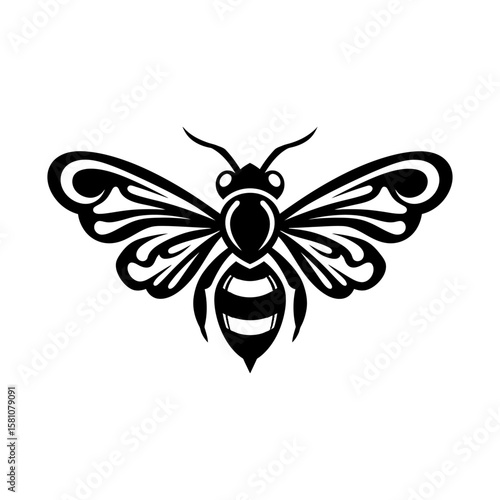 Elegant Bee Vector Stencil Design Insect Illustration for Nature Lovers