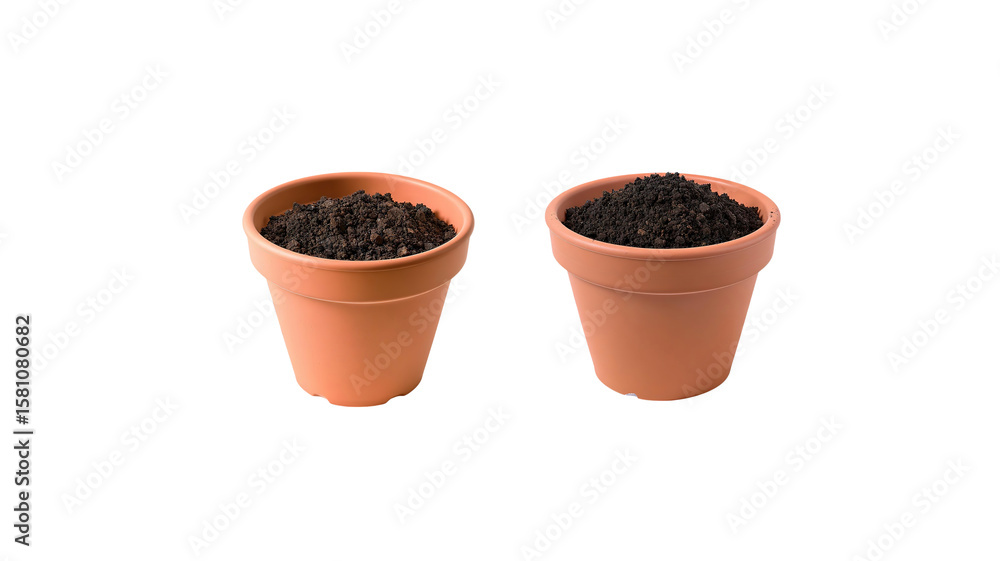 Fototapeta premium Pot with soil on transparent background png