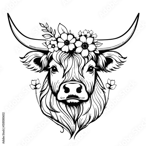 Highland Cow Floral