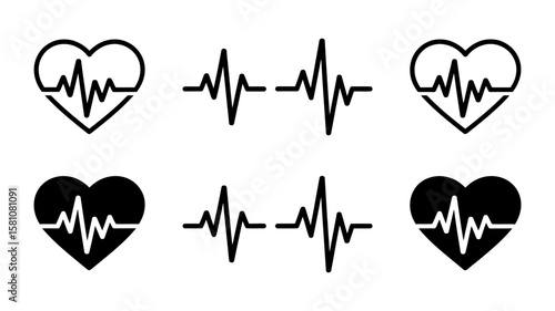 Vector art of heartbeat pulse line in heart shape isolated on white background represents vitality and health