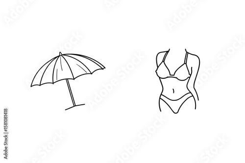 Beach umbrella and bikini swimwear summer