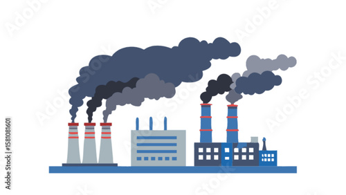 Industrial factory pollution vector illustration for environmental awareness and climate change issues