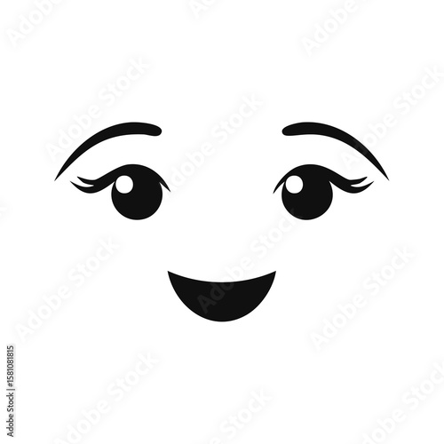 Wallpaper Mural Smiling eyes and mouth illustration black white Torontodigital.ca