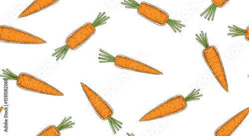Whimsical Hand Drawn Carrot Pattern for Kitchen Decor and Food Packaging Designs