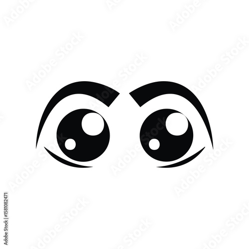 Wide black cartoon eyes with bright white pupils black eyes wide eyes