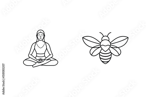 Woman meditating bee yoga lotus position
